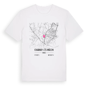 Charnay-lès-Mâcon karta t-shirt – ekologisk bomull t-shirt från Pinshirt