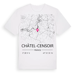 Châtel-Censoir karta t-shirt – ekologisk bomull t-shirt från Pinshirt