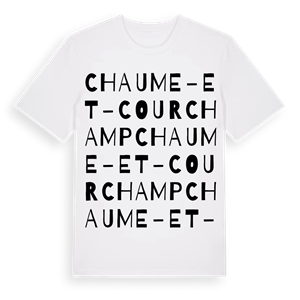 Chaume-et-Courchamp ordlek t-shirt – ekologisk bomull t-shirt från Pinshirt