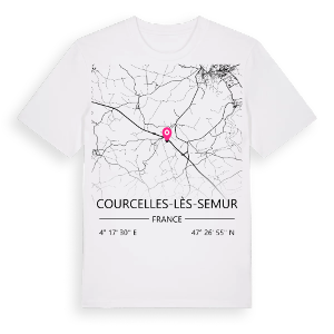 Courcelles-lès-Semur karta t-shirt – ekologisk bomull t-shirt från Pinshirt