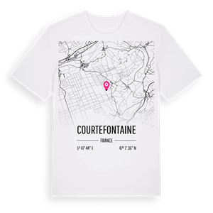 Courtefontaine karta t-shirt – ekologisk bomull t-shirt från Pinshirt