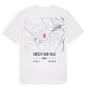 Crécey-sur-Tille karta t-shirt – ekologisk bomull t-shirt från Pinshirt