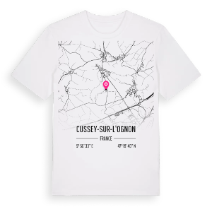 Cussey-sur-l'Ognon karta t-shirt – ekologisk bomull t-shirt från Pinshirt