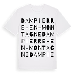 Dampierre-en-Montagne ordlek t-shirt – ekologisk bomull t-shirt från Pinshirt
