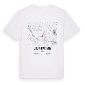 Druy-Parigny karta t-shirt – ekologisk bomull t-shirt från Pinshirt