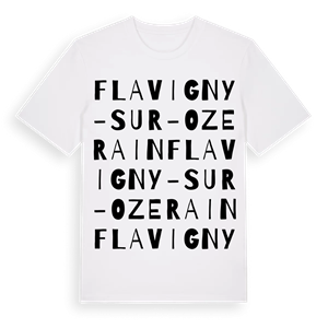 Flavigny-sur-Ozerain ordlek t-shirt – ekologisk bomull t-shirt från Pinshirt