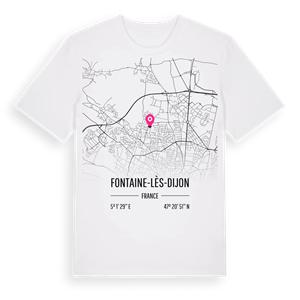 Fontaine-lès-Dijon karta t-shirt – ekologisk bomull t-shirt från Pinshirt