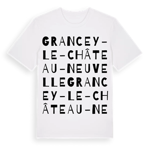 Grancey-le-Château-Neuvelle ordlek t-shirt – ekologisk bomull t-shirt från Pinshirt