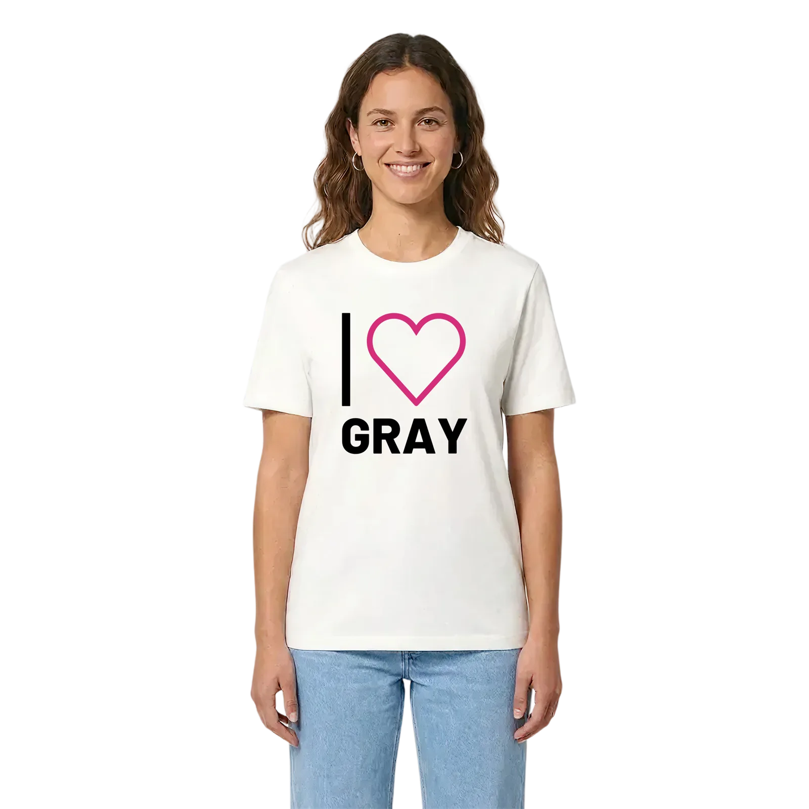 Jag älskar Gray t-shirt stort tryck – White, i miljö