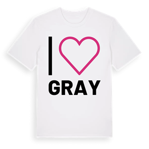 Jag älskar Gray t-shirt stort tryck – ekologisk bomull t-shirt från Pinshirt