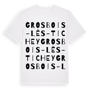 Grosbois-lès-Tichey ordlek t-shirt – ekologisk bomull t-shirt från Pinshirt