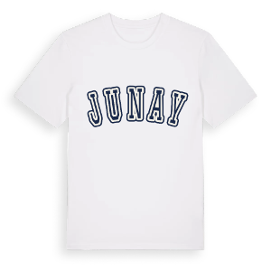 Junay college t-shirt – ekologisk bomull t-shirt från Pinshirt