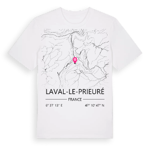 Laval-le-Prieuré karta t-shirt – ekologisk bomull t-shirt från Pinshirt