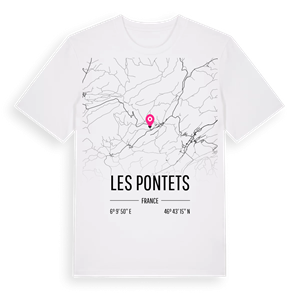 Les Pontets karta t-shirt – ekologisk bomull t-shirt från Pinshirt