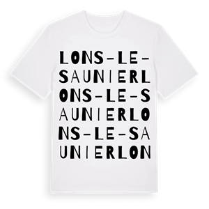 Lons-le-Saunier ordlek t-shirt – ekologisk bomull t-shirt från Pinshirt