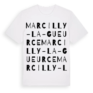 Marcilly-la-Gueurce ordlek t-shirt – ekologisk bomull t-shirt från Pinshirt