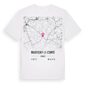 Martigny-le-Comte karta t-shirt – ekologisk bomull t-shirt från Pinshirt