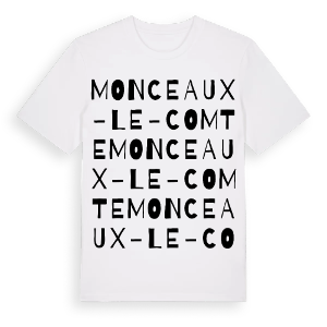 Monceaux-le-Comte ordlek t-shirt – ekologisk bomull t-shirt från Pinshirt