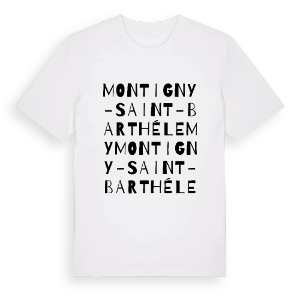 Montigny-Saint-Barthélemy ordlek t-shirt – ekologisk bomull t-shirt från Pinshirt