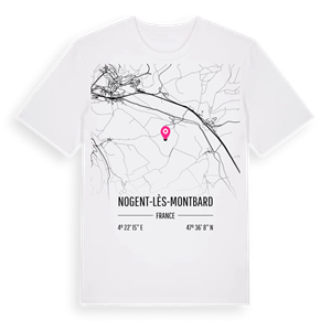 Nogent-lès-Montbard karta t-shirt – ekologisk bomull t-shirt från Pinshirt
