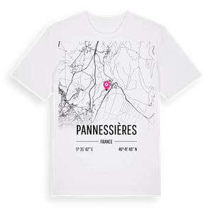 Pannessières karta t-shirt – ekologisk bomull t-shirt från Pinshirt