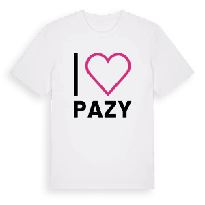 Jag älskar Pazy t-shirt stort tryck – ekologisk bomull t-shirt från Pinshirt