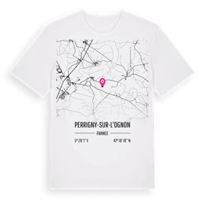 Perrigny-sur-l'Ognon karta t-shirt – ekologisk bomull t-shirt från Pinshirt
