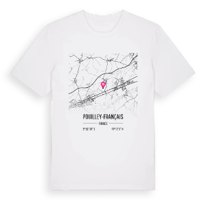 Pouilley-Français karta t-shirt – ekologisk bomull t-shirt från Pinshirt