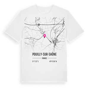 Pouilly-sur-Saône karta t-shirt – ekologisk bomull t-shirt från Pinshirt