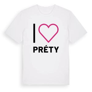 Jag älskar Préty t-shirt stort tryck – ekologisk bomull t-shirt från Pinshirt