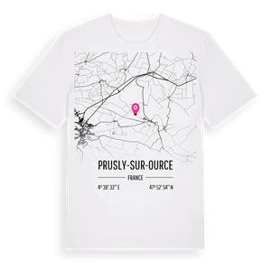 Prusly-sur-Ource karta t-shirt – ekologisk bomull t-shirt från Pinshirt