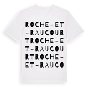 Roche-et-Raucourt ordlek t-shirt – ekologisk bomull t-shirt från Pinshirt