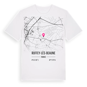 Ruffey-lès-Beaune karta t-shirt – ekologisk bomull t-shirt från Pinshirt