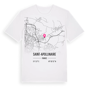 Saint-Apollinaire karta t-shirt – ekologisk bomull t-shirt från Pinshirt