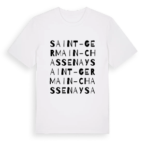 Saint-Germain-Chassenay ordlek t-shirt – ekologisk bomull t-shirt från Pinshirt