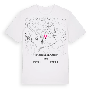 Saint-Germain-le-Châtelet karta t-shirt – ekologisk bomull t-shirt från Pinshirt
