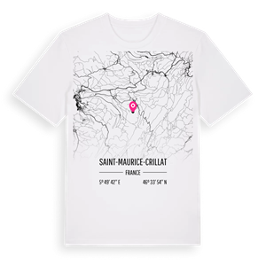 Saint-Maurice-Crillat karta t-shirt – ekologisk bomull t-shirt från Pinshirt
