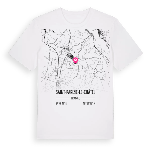 Saint-Parize-le-Châtel karta t-shirt – ekologisk bomull t-shirt från Pinshirt