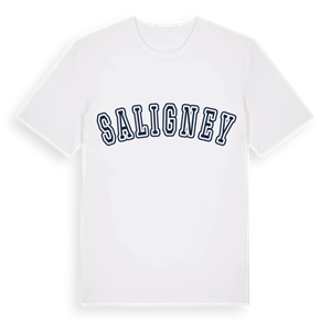 Saligney college t-shirt – ekologisk bomull t-shirt från Pinshirt