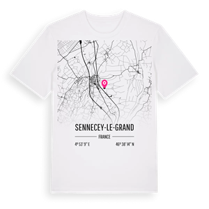 Sennecey-le-Grand karta t-shirt – ekologisk bomull t-shirt från Pinshirt