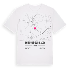 Soissons-sur-Nacey karta t-shirt – ekologisk bomull t-shirt från Pinshirt