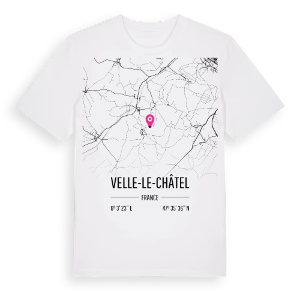 Velle-le-Châtel karta t-shirt – ekologisk bomull t-shirt från Pinshirt