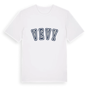 Vevy college t-shirt – ekologisk bomull t-shirt från Pinshirt