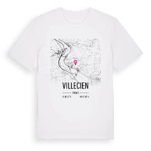 Villecien karta t-shirt – ekologisk bomull t-shirt från Pinshirt