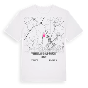 Villeneuve-sous-Pymont karta t-shirt – ekologisk bomull t-shirt från Pinshirt