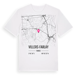Villers-Farlay karta t-shirt – ekologisk bomull t-shirt från Pinshirt