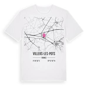 Villers-les-Pots karta t-shirt – ekologisk bomull t-shirt från Pinshirt