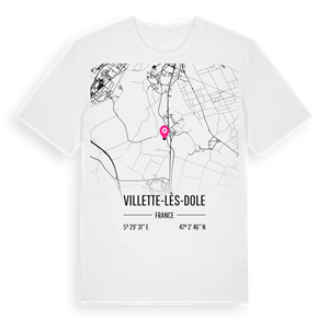 Villette-lès-Dole karta t-shirt – ekologisk bomull t-shirt från Pinshirt