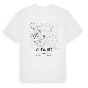 Villevallier karta t-shirt – ekologisk bomull t-shirt från Pinshirt