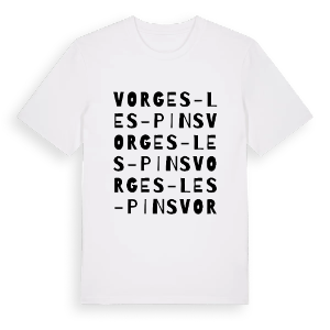 Vorges-les-Pins ordlek t-shirt – ekologisk bomull t-shirt från Pinshirt